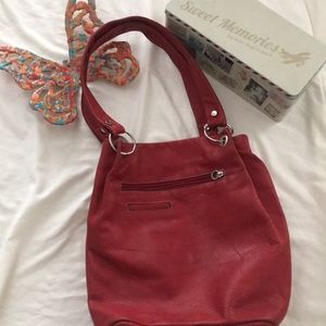 Genuine leather functional & adorable bag in Red